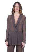 ALYSI Blazer in chiffon Blazer Choco 116827-P6214 CHOCO 