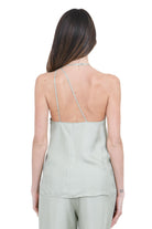ALYSI Top scollato dietro in twill enzimnato Top Pistacchio 116294-P6219 PIST 
