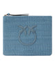 PINKO Pochette in rafia con logo Love Birds