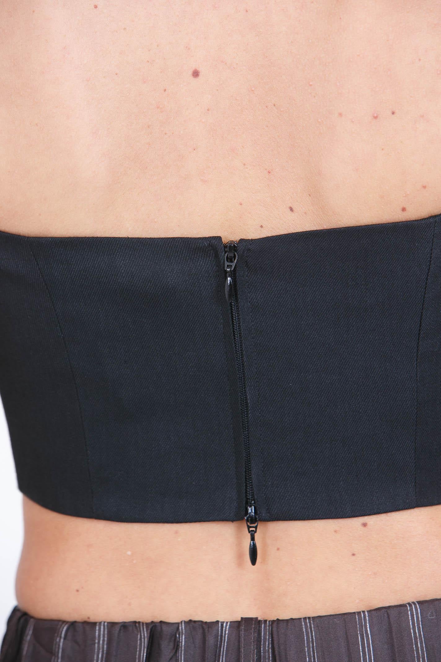 ALYSI Bustier in lino stretch Top Nero 116211-P6005 NE 