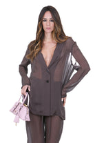 ALYSI Blazer in chiffon Blazer Choco 116827-P6214 CHOCO 