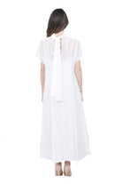 SU Abito Lungo in Chiffon Bianco con Collo Alto e Sottoveste Abiti Panna S6U402 S002 