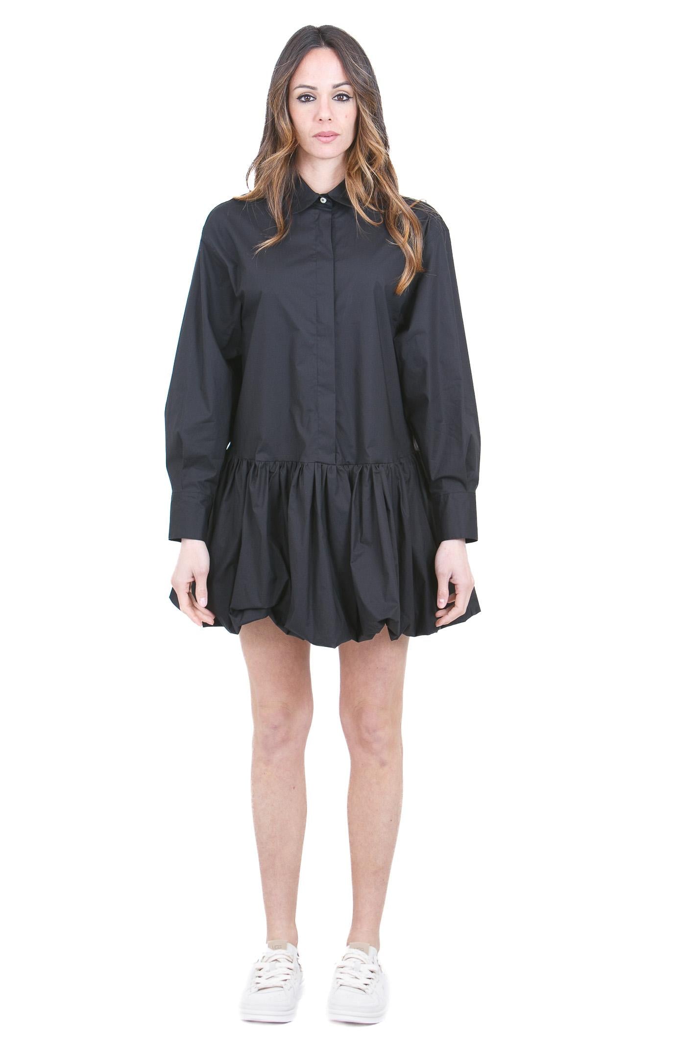 8PM Abito Chemisier Nero Corto con Gonna a Palloncino Abiti Nero ALEGRI-61A36 009 