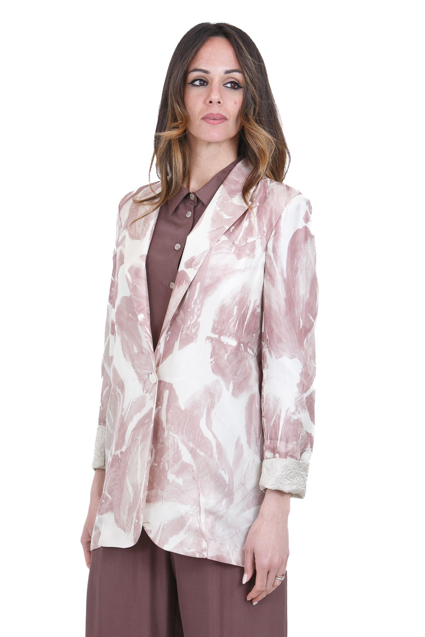 ALYSI Blazer in seta stampata Blazer Cipria 116814-P6031 CP 