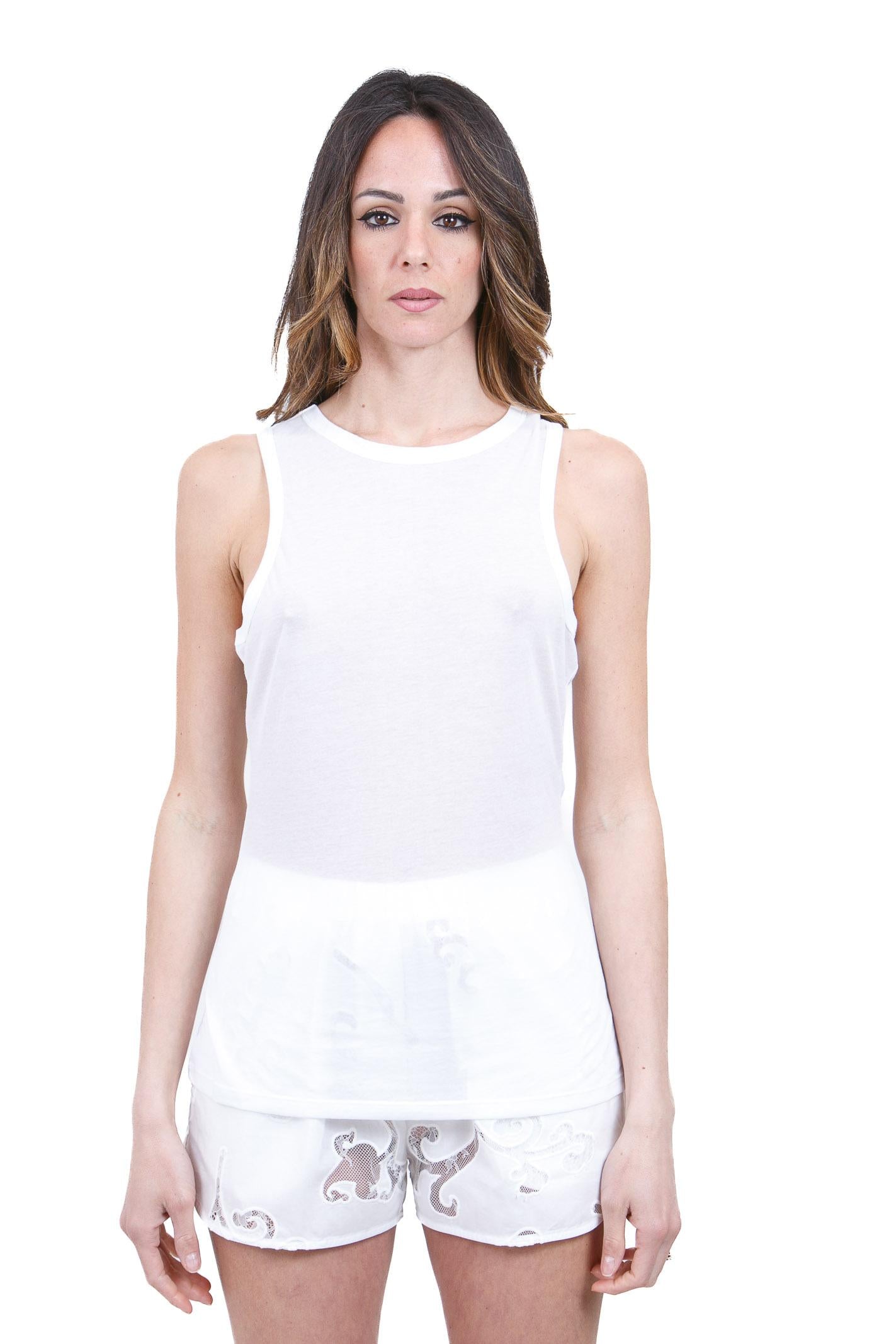 SEMICOUTURE Kimmy canotta in jersey organzino<BR/><BR/> <BR/> Canotte Bianco ottico KIMMY-S6SJ31 A03-0 
