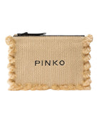 PINKO Bustina piccola in rafia con logo e nappine Borse Paglia/NERO 106718-A39Y HZ3Q 