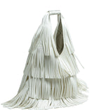 MANILA GRACE Borsa All Over Frangia Borse Off white B824EU MA043 