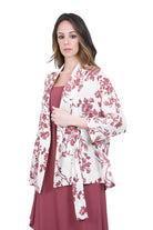 SEMICOUTURE Kristi kimono in lino, maniche 3/4 Kimoni Ecru/barolo KRISTI-S6SS5 FLW65 