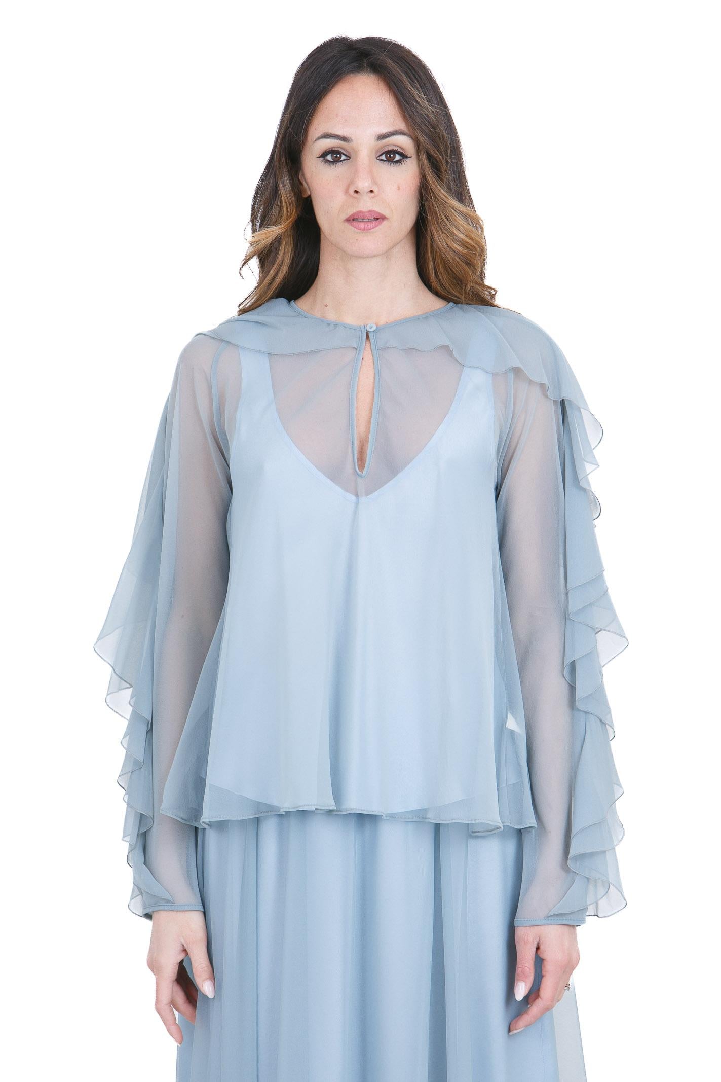 FORTE FORTE Camicia con volant in chiffon Camicie Ciottolo 14591MYSHIRT 3097 