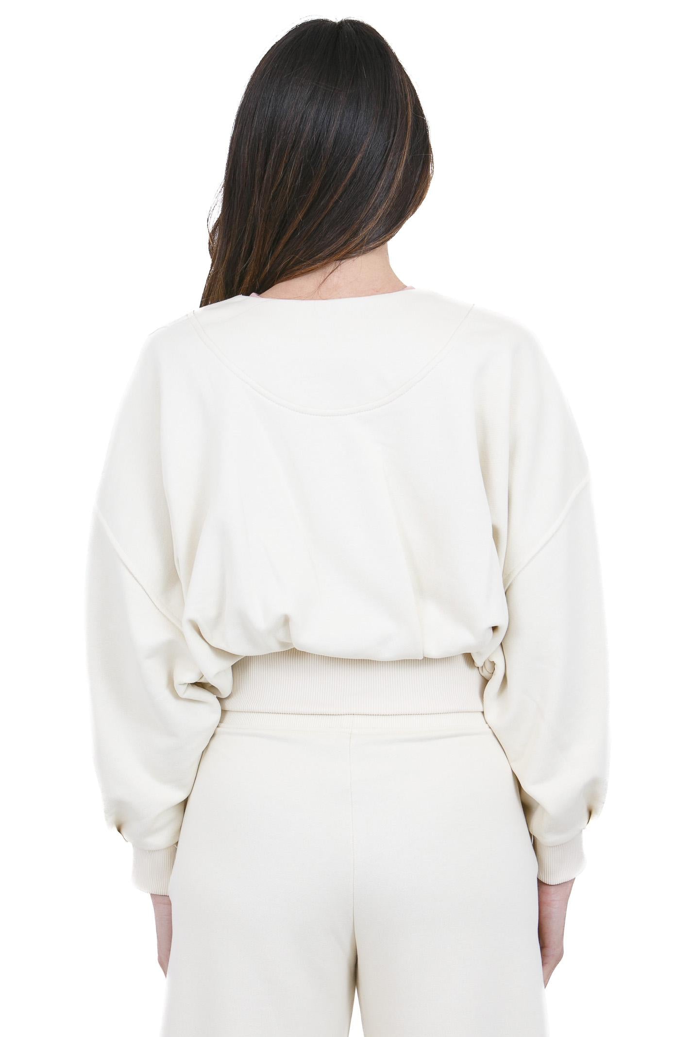 8PM Felpa Bomber Cropped con Zip - Bianco Panna / Avorio Maglie Meringa EDIMBURGO-61K19 167 