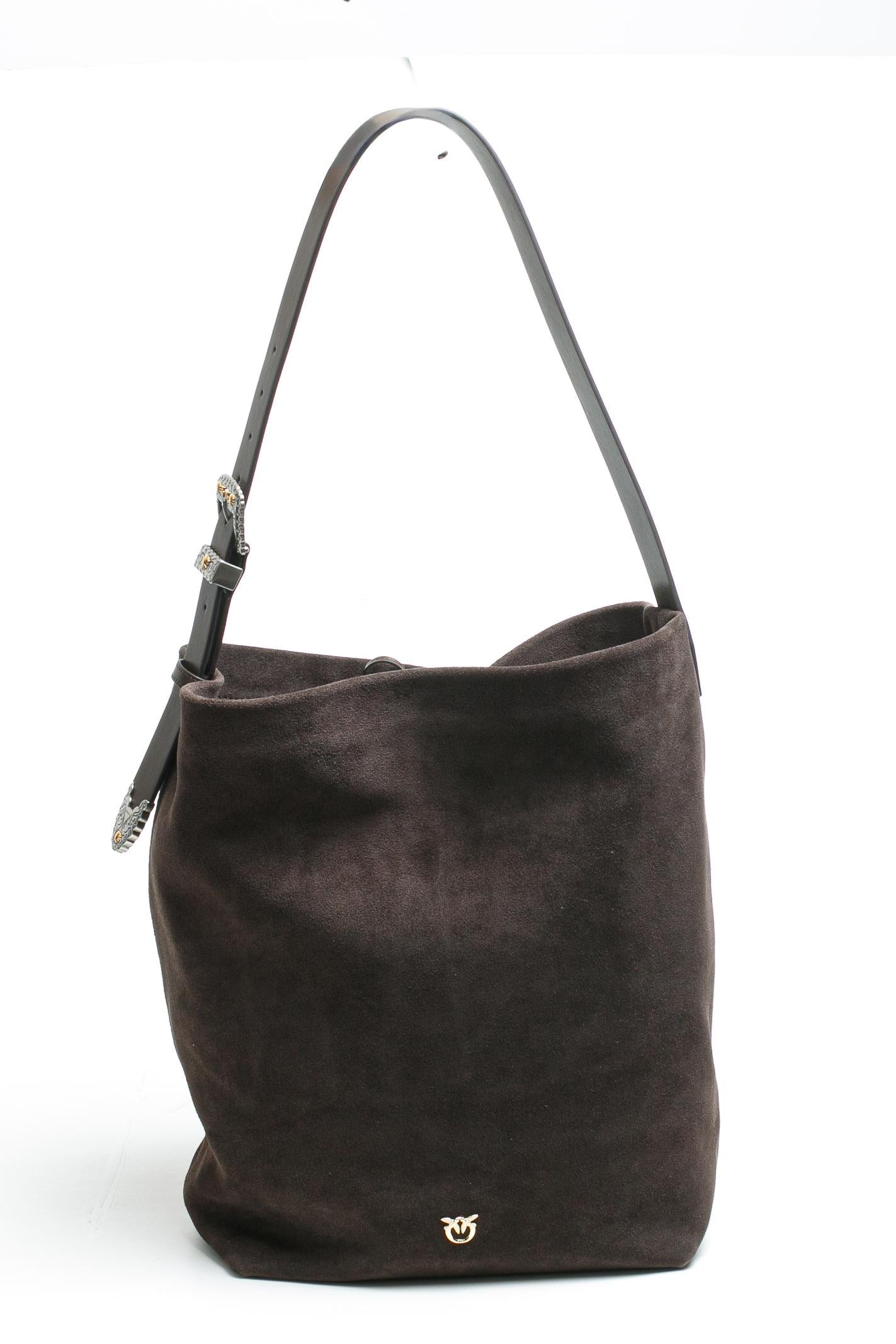 PINKO Borsa a tracolla grande Bucket Big in suede Borse Marronecaffe/mix 106834-A0F6-BUCKETBIG M11A 