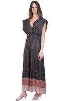 ALYSI Abito pinstripes scollato dietro Abiti Choco 116319-P6063 CHOCO 