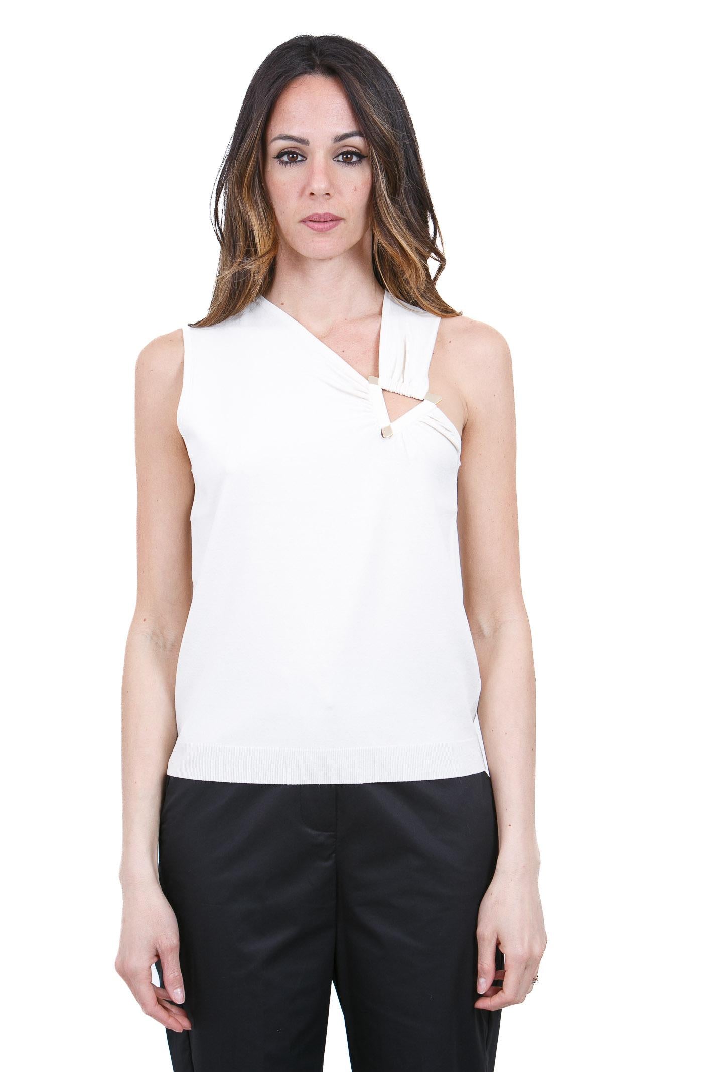 KAOS Top Asimmetrico Monospalla Bianco Kaos Maglie Burro SP1NT004 1096 