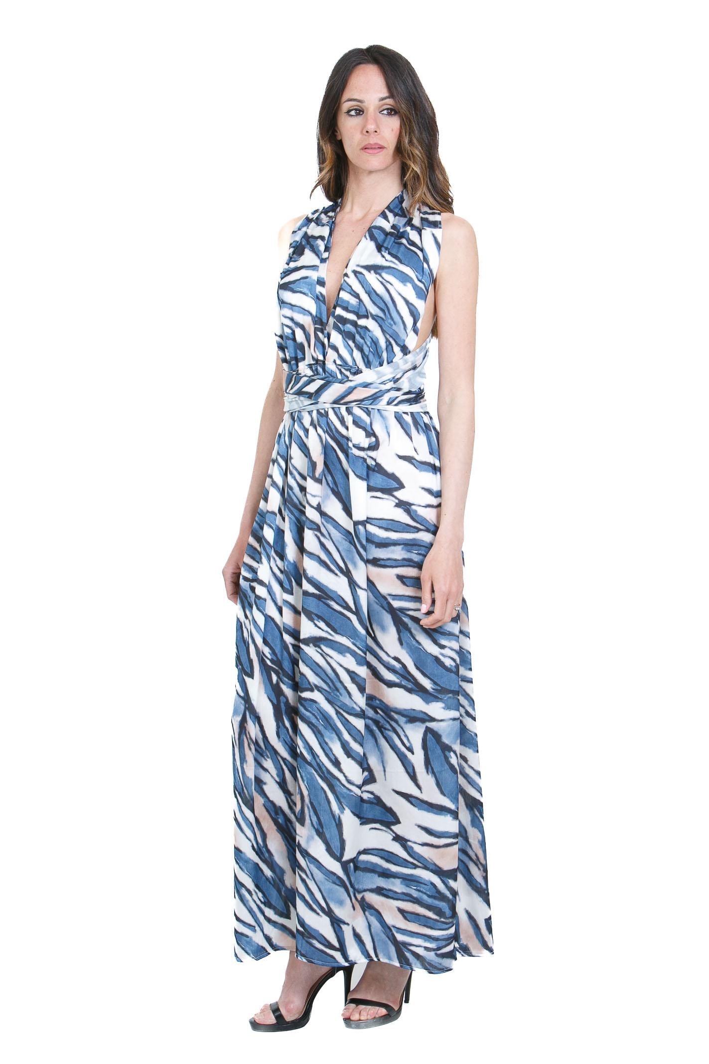SIMONA D. Abito Lawa con stola<BR/> Abiti Blu LAWA/STOLA BLU 