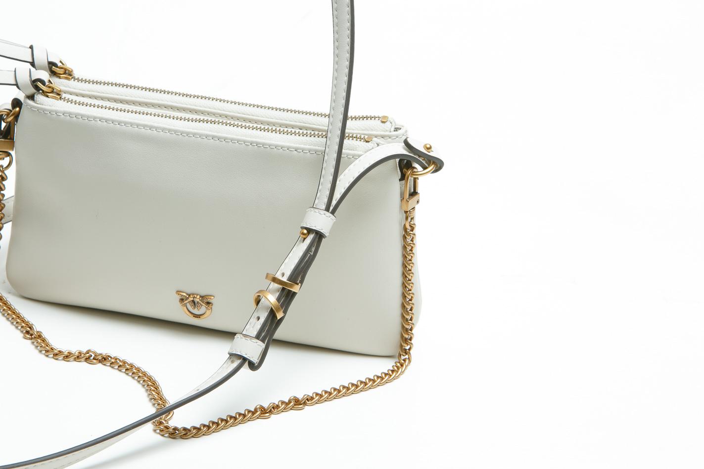 PINKO Borsa a tracolla Mini Double Bag piccola in pelle con tracolla Borse Bianco seta/gold 105359-A0QO-DOUBLEMINI Z14Q 