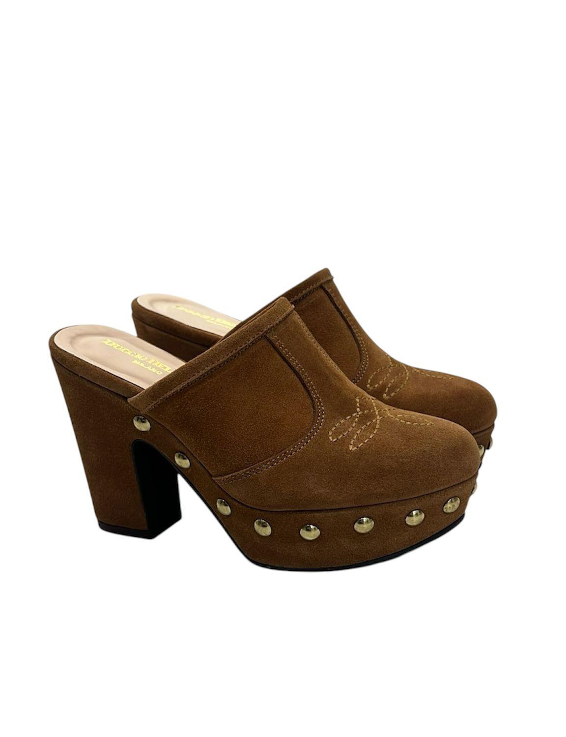DUCCIO DEL DUCA Zoccolo con borchie Scarpe Cuoio DD10 377 VELUR 