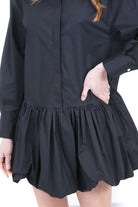 8PM Abito Chemisier Nero Corto con Gonna a Palloncino Abiti Nero ALEGRI-61A36 009 