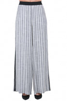 KAOS Pantalone Palazzo a Righe in Lino Misto Kaos - Volume Fluido e Fascino Folk-Chic Pantaloni Iuta SP1TZ015 1064 