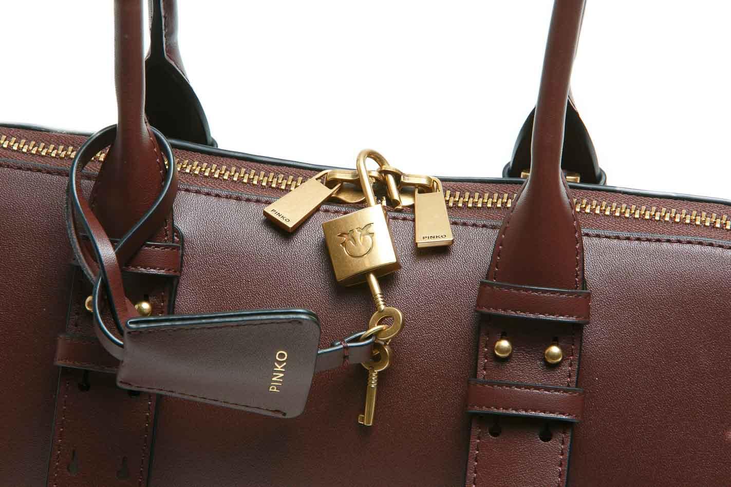 PINKO Borsa grande a spalla Escape Bag Horizontal in pelle Borse Burgudywine/gold 106169-A0QO-BOWLING R49Q 