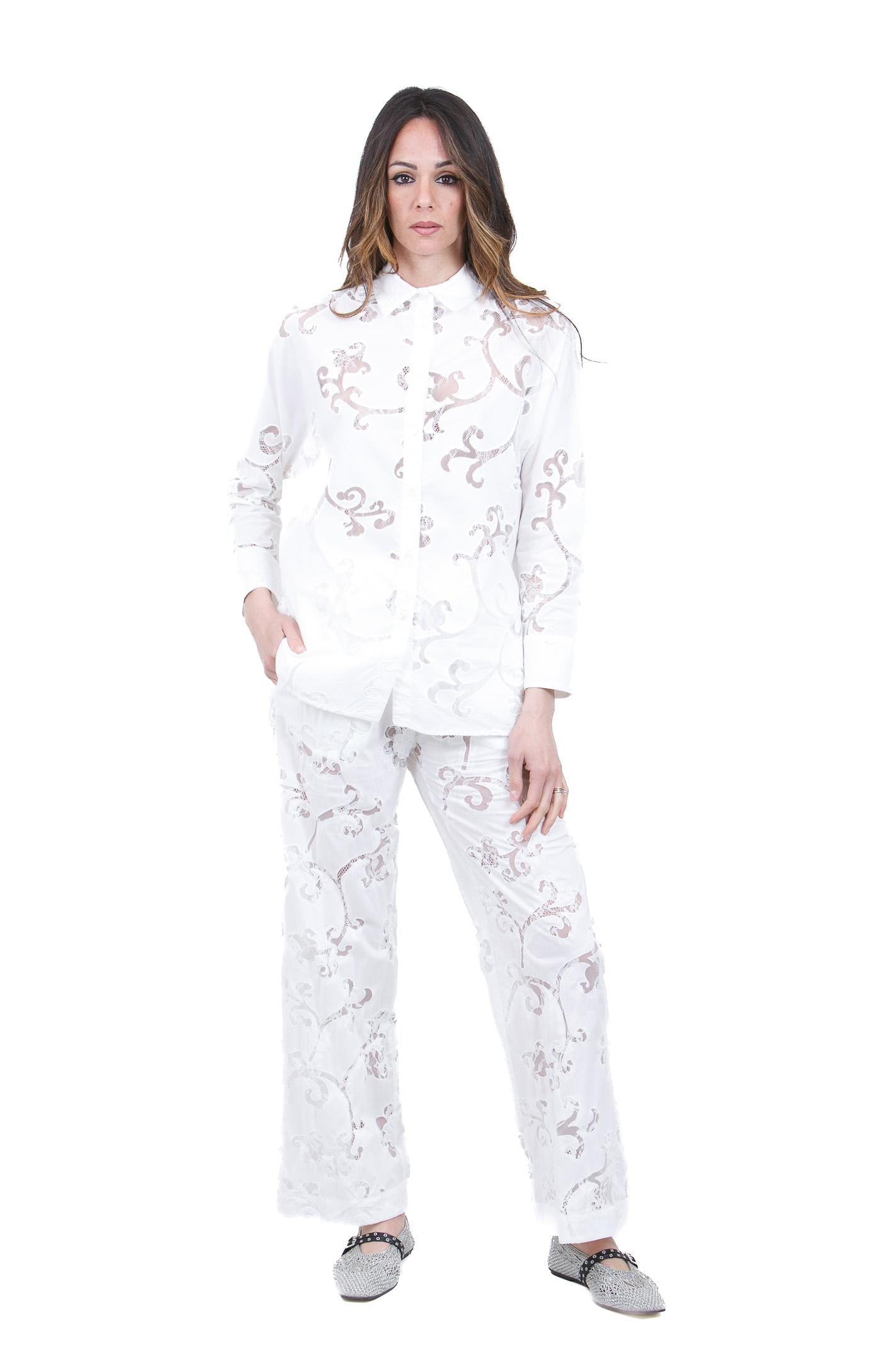 SEMICOUTURE Pantalone ricamato Katlyn Pantaloni Bianco ottico KATLYN-S6SL12 A03-0 