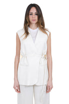 SEMICOUTURE Placida gilet con cinturino Gilet Zucchero PLACIDA-Y6SQ02 A38-1 