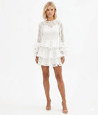 ACTUALEE Abito a balze ricamato Abiti White AB4080 WHITE 
