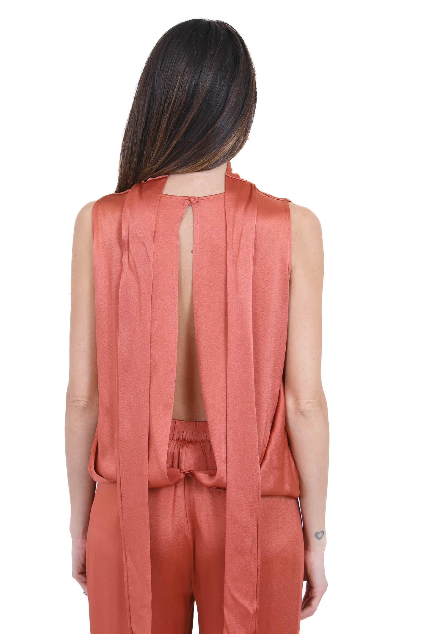 SEMICOUTURE Top Eugenia in satin Top Dattero EUGENIA-Y6SM04 U03-0 