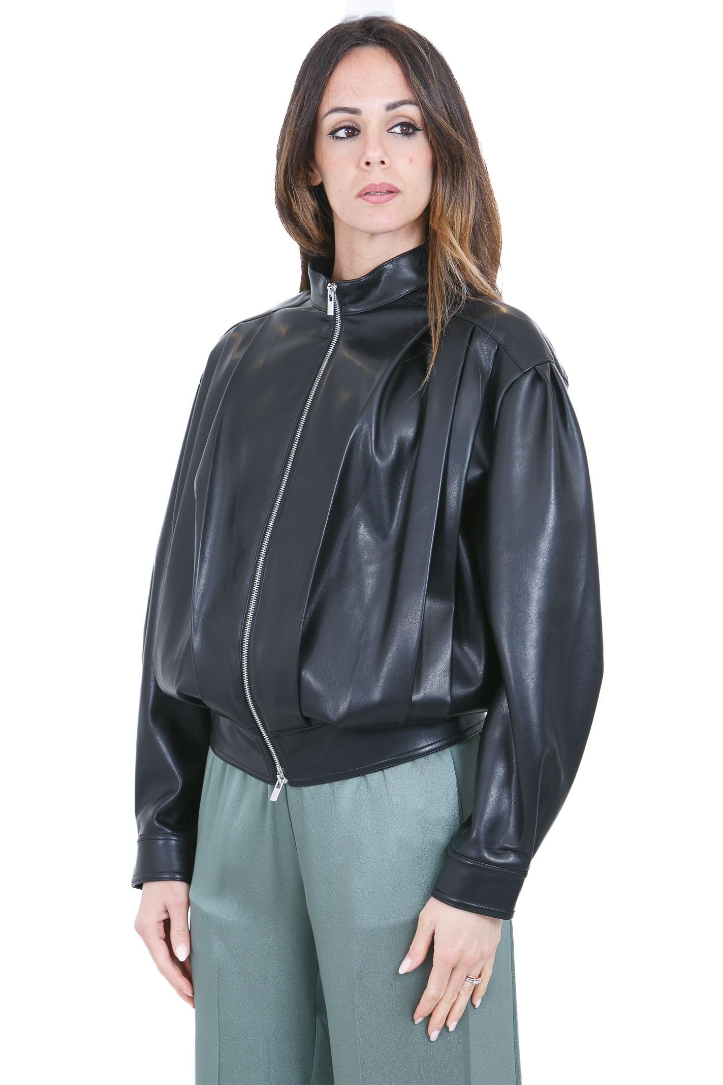 SEMICOUTURE Naia bomber in similpelle<BR/> Bomber Nero NAIA-Y6ST30 Y69-0 
