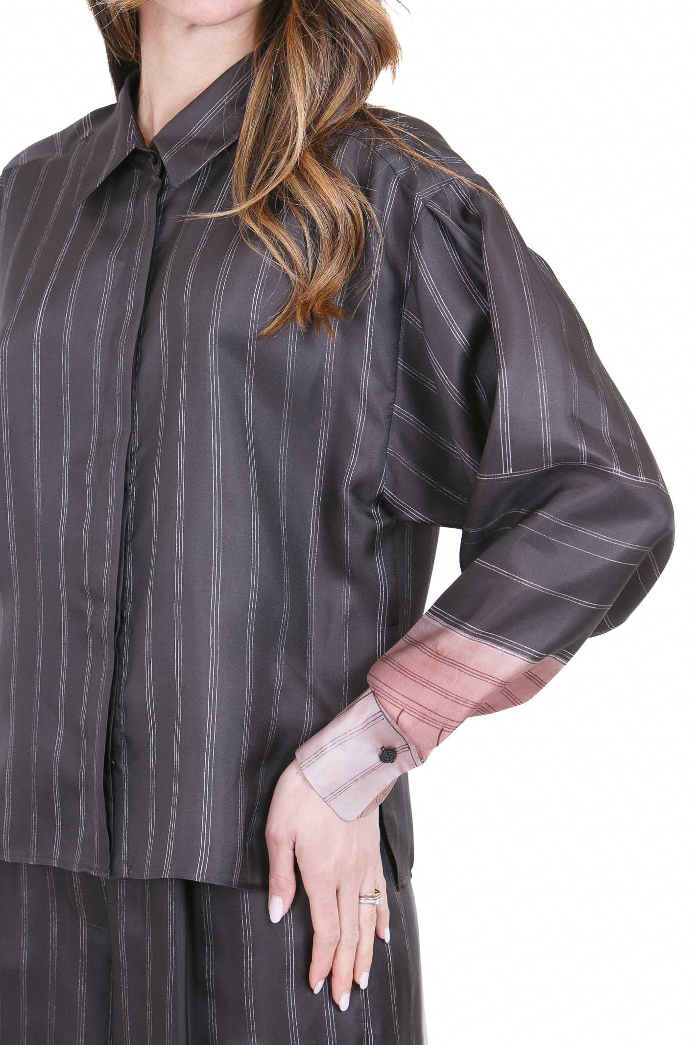 ALYSI Camicia pinstripes leggermente sagomata Camicie Choco 116231-P6063 CHOCO 