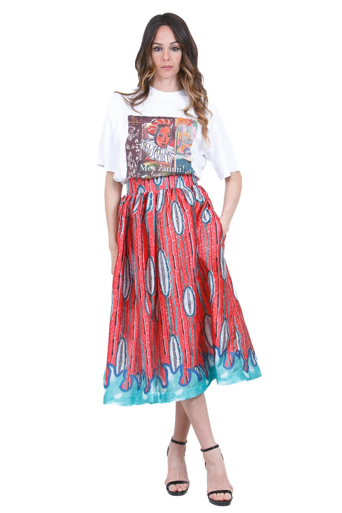 STELLA JEAN Gonna ampia fantasia Gonne Rosso fantasia G563 H001 