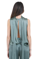 SEMICOUTURE Top Eugenia in satin Top Verde marea EUGENIA-Y6SM04 S29-1 