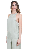 ALYSI Top scollato dietro in twill enzimnato Top Pistacchio 116294-P6219 PIST 