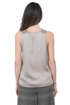 KAOS Canotta in Satin Fluido Beige Kaos Bluse Kaki SPJAR003 5021 
