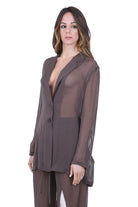 ALYSI Blazer in chiffon Blazer Choco 116827-P6214 CHOCO 