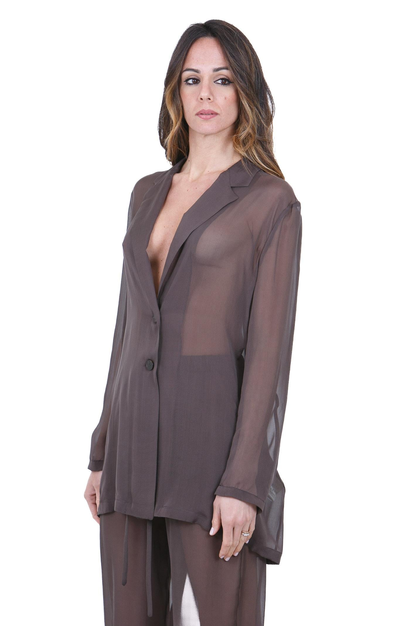 ALYSI Blazer in chiffon Blazer Choco 116827-P6214 CHOCO 