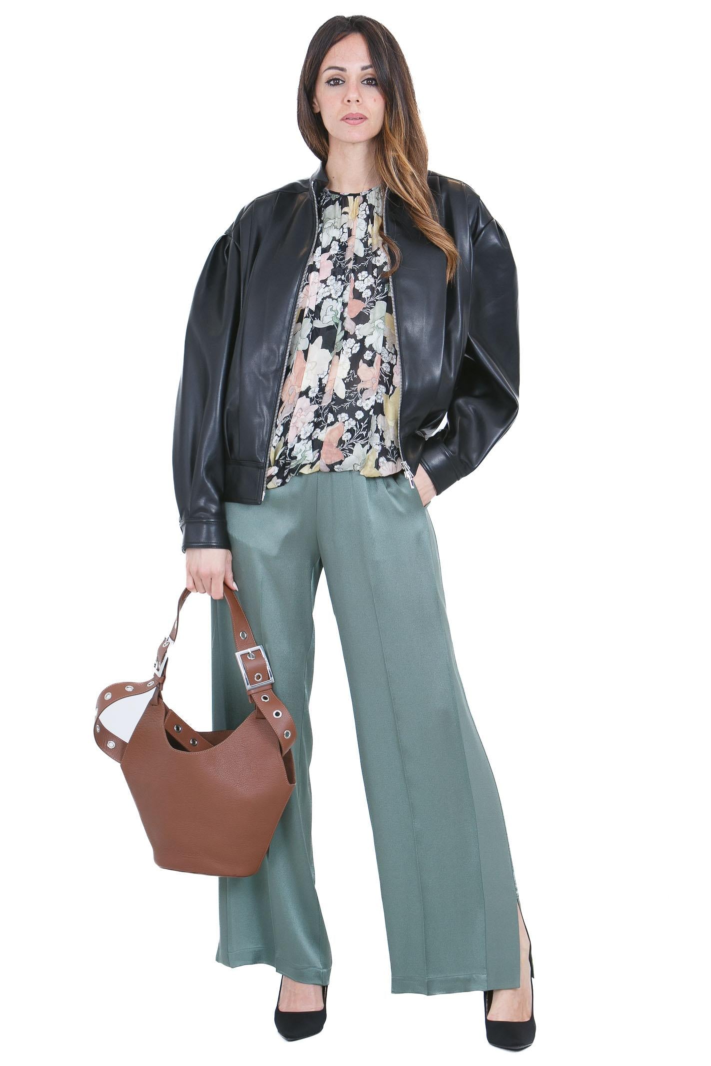 SEMICOUTURE Naia bomber in similpelle<BR/> Bomber Nero NAIA-Y6ST30 Y69-0 