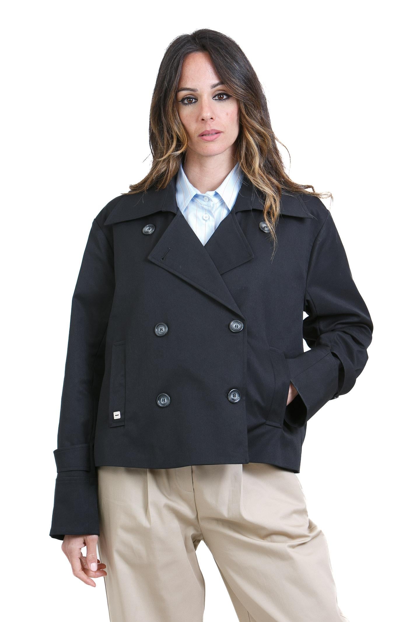 MANILA GRACE  Trench Nero K082PU MA001 