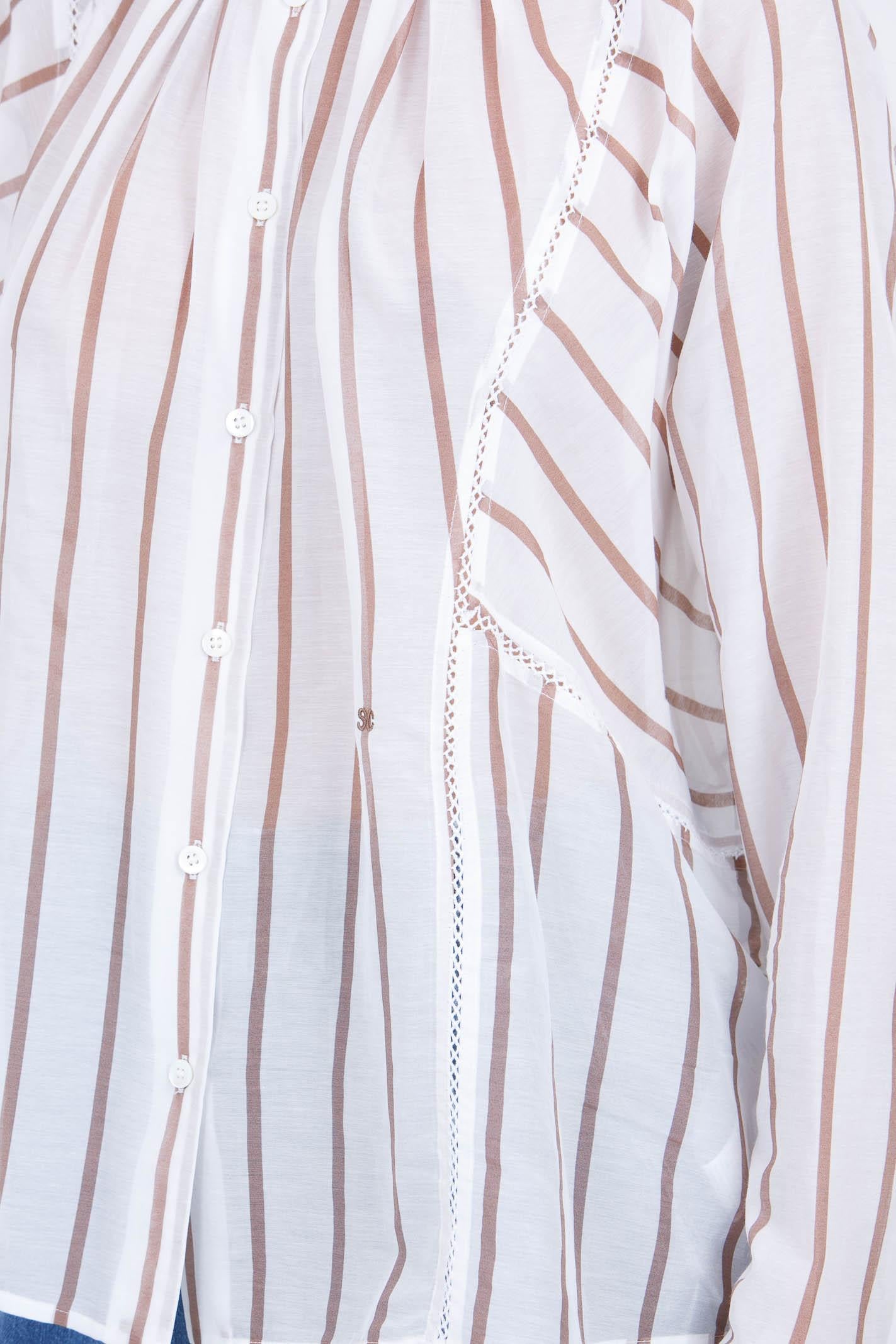 SEMICOUTURE Camicia coreana rigata Lola Camicie Bianco/juta LOLA-Y6SK60 RG105 