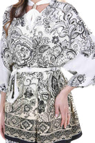 KAOS Blusa Stile Kimono con Stampa Paisley e Cintura Kaos Kimoni Panna SP1TZ022 1041 