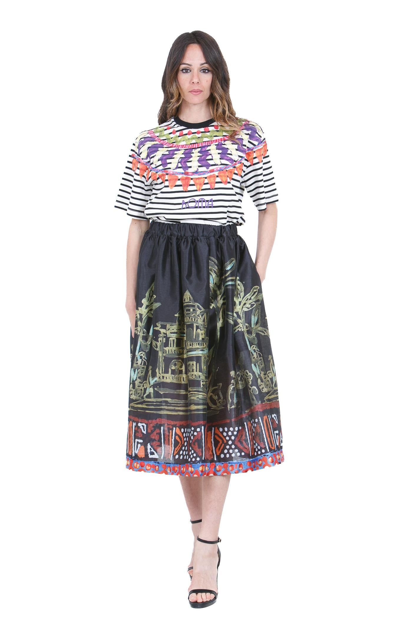 STELLA JEAN Gonna ampia fantasia Gonne Nero G578 H010 