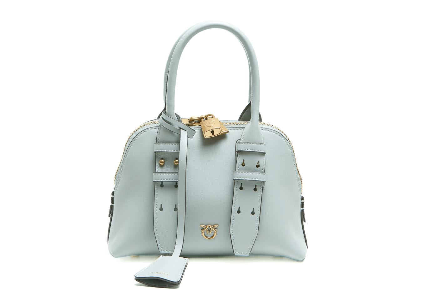 PINKO Borsa bowling a mano Mini Escape Bag in pelle Borse Grigioperla/gold 105333-A0QO-BOWLING K32Q 