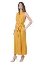 KAOS Abito Lungo Smanicato in Lino Giallo Senape Kaos Abiti Zafferano SP1MR037 2011 