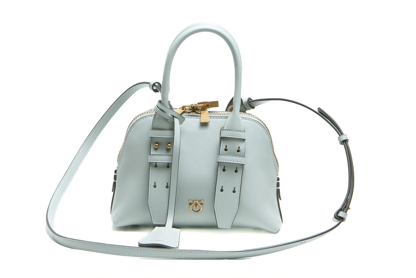 PINKO Borsa bowling a mano Mini Escape Bag in pelle Borse Grigioperla/gold 105333-A0QO-BOWLING K32Q 