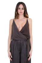 ALYSI Top incrociato liquid touch Top Choco 116298-P6215 CHOCO 