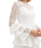 ACTUALEE Abito a balze ricamato Abiti White AB4080 WHITE 