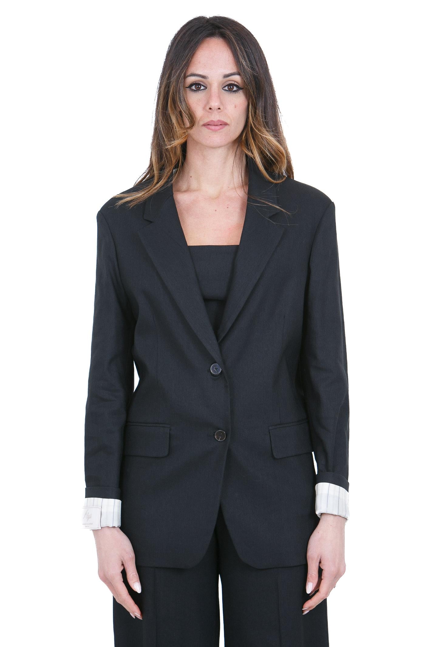ALYSI Blazer monopetto in lino stretch Blazer Nero 116805-P6005 NE 