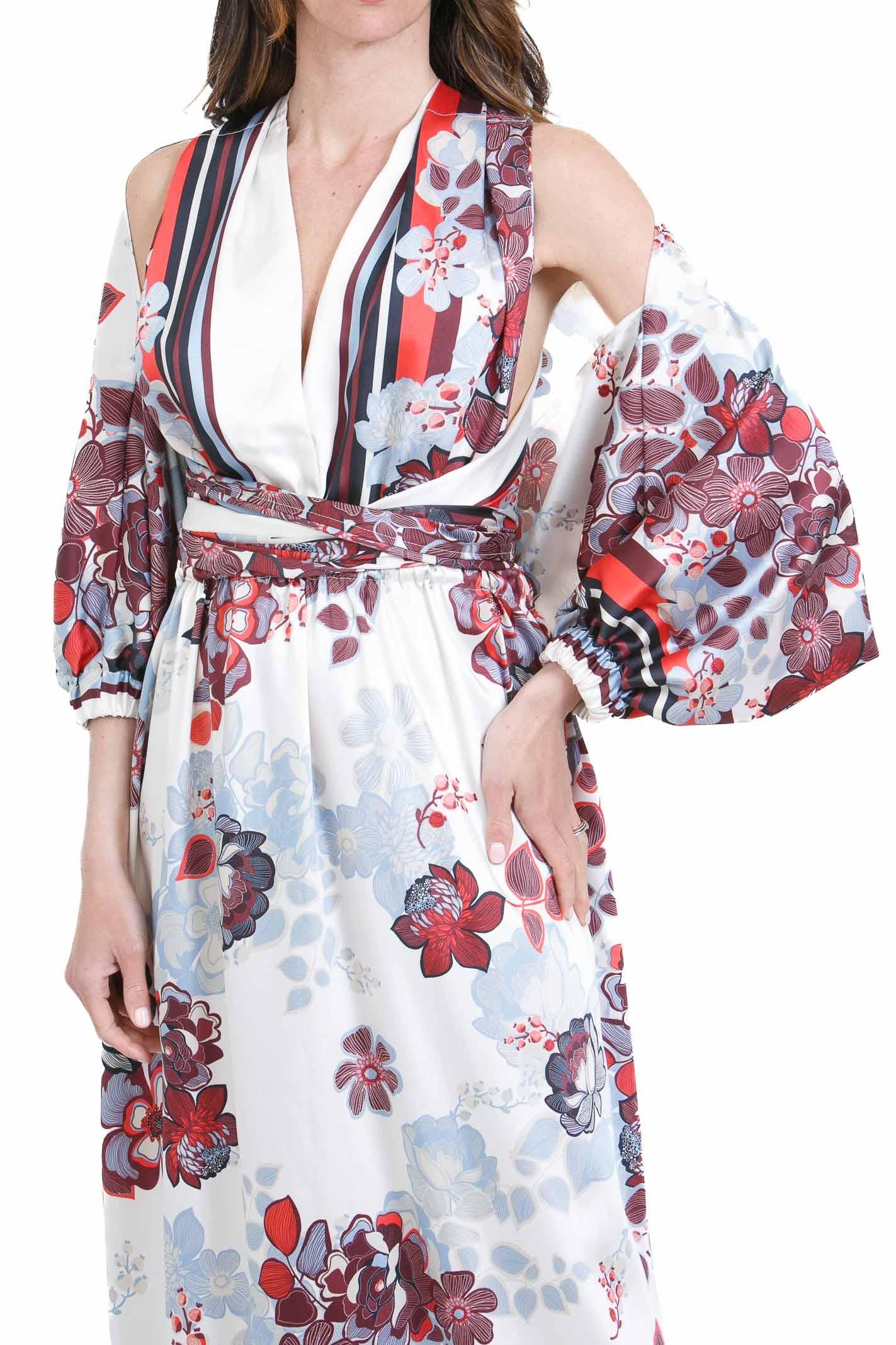 SIMONA D. Abito Lawa con stola<BR/> Abiti Fiori LAWA/STOLA FIORI 
