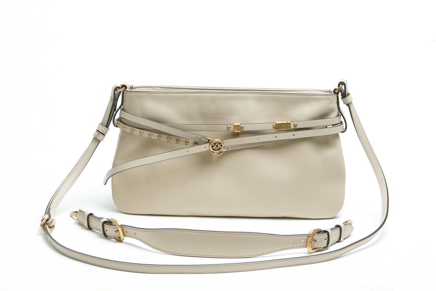 PINKO Borsa a spalla media Belt Bag in pelle Borse Beige/grigio/gold 106176-A0QO-BELTBAG C50Q 
