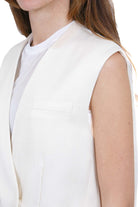 SEMICOUTURE Placida gilet con cinturino Gilet Zucchero PLACIDA-Y6SQ02 A38-1 