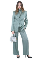 SEMICOUTURE Pantalone Lucia misto seta Pantaloni Verde marea LUCIA-Y6SM39 S29-1 